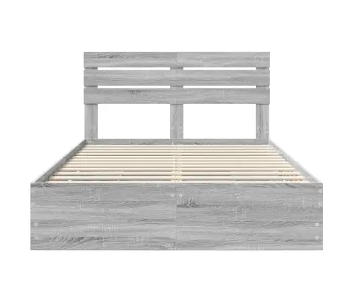 Gultas Rāmis Pelēks Sonoma 150 X 200 Cm Inženieru Koks Vidaxl