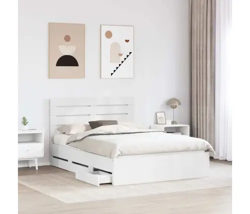 Gultas Rāmis Ar Atvilktni Balts 140 X 190 Cm Inženieru Koks Vidaxl