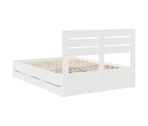 Gultas Rāmis Ar Atvilktni Balts 140 X 190 Cm Inženieru Koks Vidaxl