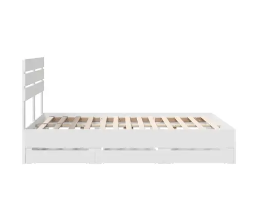 Gultas Rāmis Ar Atvilktni Balts 140 X 190 Cm Inženieru Koks Vidaxl