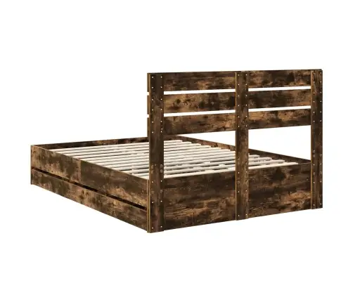 Voodi Raam Sahtliga Suitsetatud Tamm 140 X 190 Cm Inseneripuit