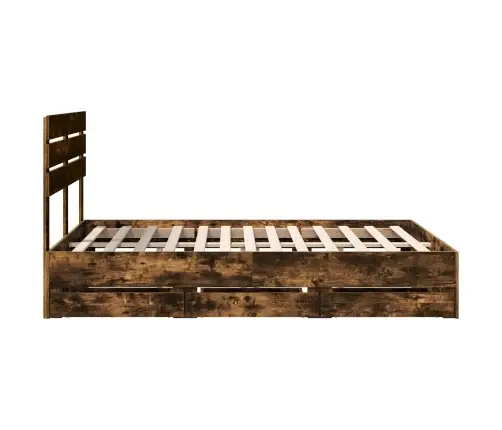 Voodi Raam Sahtliga Suitsetatud Tamm 140 X 190 Cm Inseneripuit