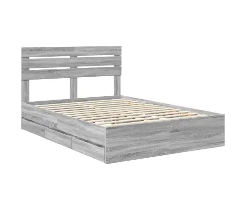 Gultas Rāmis Pelēks Sonoma 140 X 190 Cm Inženieru Koks Vidaxl