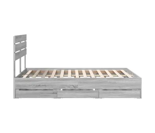 Gultas Rāmis Pelēks Sonoma 140 X 190 Cm Inženieru Koks Vidaxl