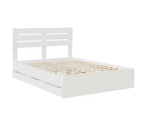 Gultas Rāmis Ar Atvilktni Balts 140 X 200 Cm Inženieru Koks Vidaxl