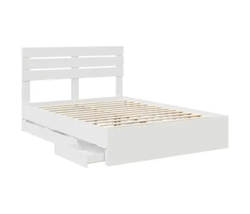 Gultas Rāmis Ar Atvilktni Balts 140 X 200 Cm Inženieru Koks Vidaxl