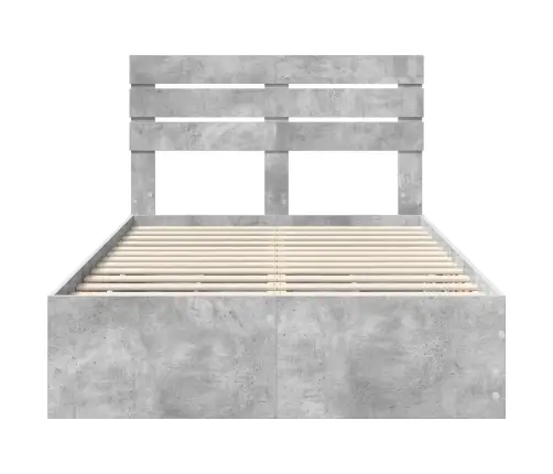 Gultas Rāmis Betona Pelēks 135 X 190 Cm Inženieru Koks Vidaxl