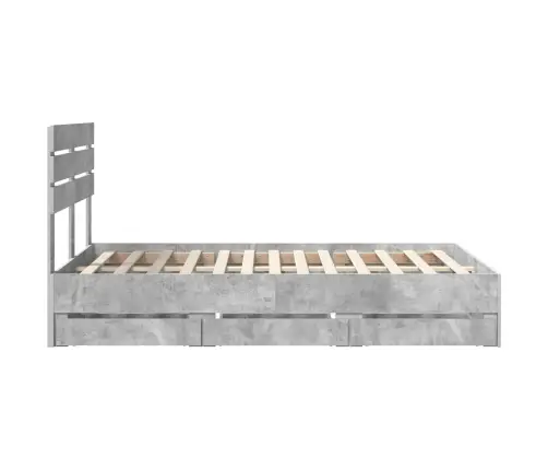 Gultas Rāmis Betona Pelēks 135 X 190 Cm Inženieru Koks Vidaxl