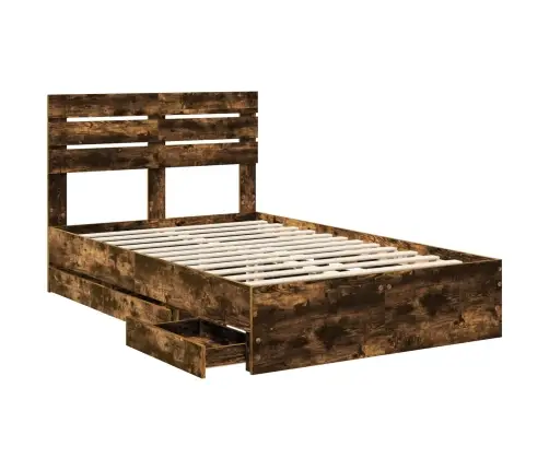 Gultas Rāmis Dūmaka Ozols 135 X 190 Cm Inženieru Koks Vidaxl