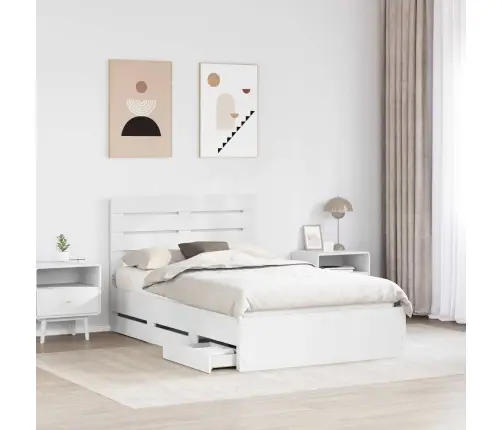 Gultas Rāmis Ar Atvilktni Balts 120 X 200 Cm Inženieru Koks Vidaxl