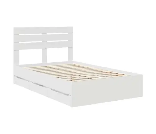 Gultas Rāmis Ar Atvilktni Balts 120 X 200 Cm Inženieru Koks Vidaxl