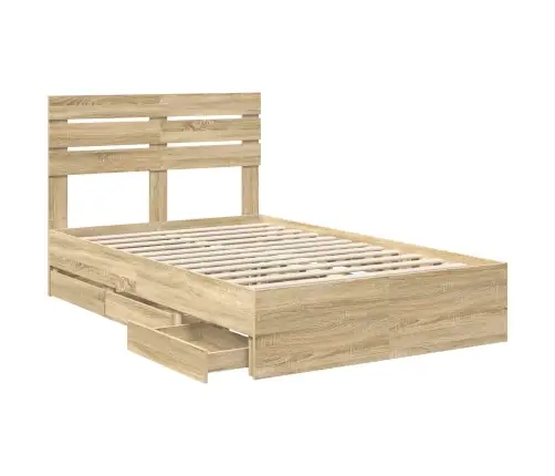 Gultas Rāmis Sonoma Ozols 120 X 200 Cm Inženieru Koks Vidaxl
