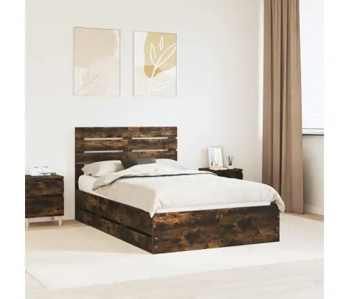 Voodi Raam Sahtliga Suitsetatud Tamm 120 X 200 Cm Inseneripuit