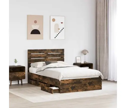 Voodi Raam Sahtliga Suitsetatud Tamm 120 X 200 Cm Inseneripuit