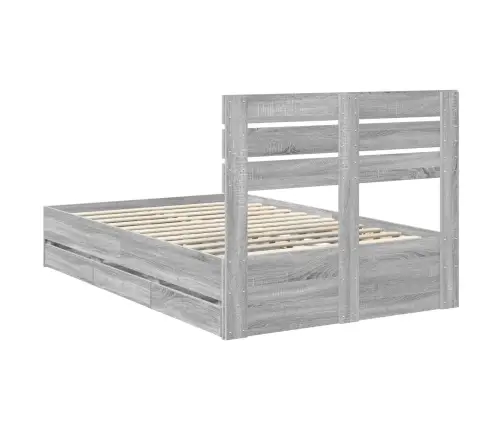 Gultas Rāmis Pelēks Sonoma 120 X 190 Cm Inženieru Koks Vidaxl