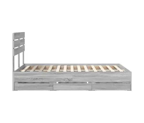 Gultas Rāmis Pelēks Sonoma 120 X 190 Cm Inženieru Koks Vidaxl