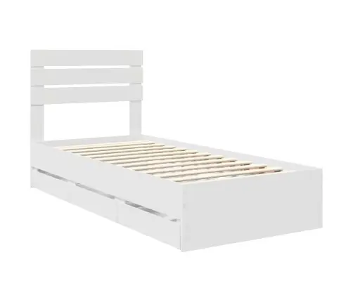 Gultas Rāmis Ar Atvilktni Balts 100 X 200 Cm Inženieru Koks Vidaxl