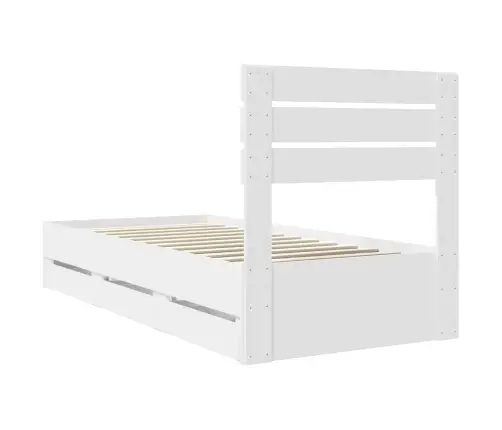 Gultas Rāmis Ar Atvilktni Balts 100 X 200 Cm Inženieru Koks Vidaxl