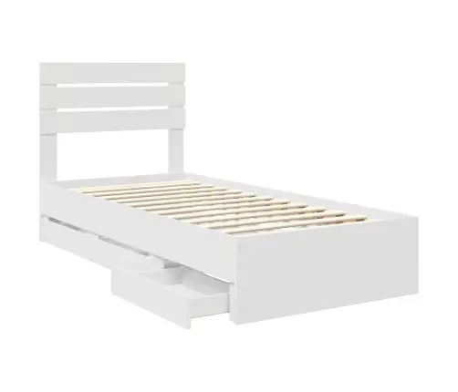 Gultas Rāmis Ar Atvilktni Balts 90 X 190 Cm Inženieru Koks Vidaxl