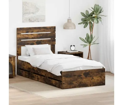 Voodi Raam Sahtliga Suitsetatud Tamm 90 X 190 Cm Inseneripuit