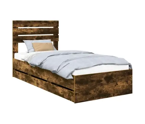 Voodi Raam Sahtliga Suitsetatud Tamm 90 X 190 Cm Inseneripuit