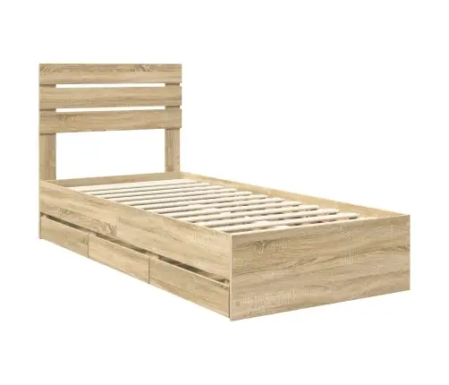 Voodi Raam Sahtliga Peaga Sonoma Tamm 90 X 200 Cm Inseneripuit