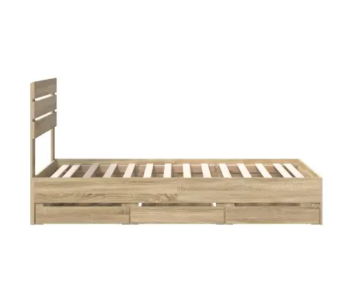 Voodi Raam Sahtliga Peaga Sonoma Tamm 90 X 200 Cm Inseneripuit