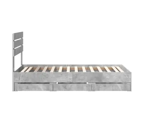 Gultas Rāmis Betona Pelēks 90 X 200 Cm Inženieru Koks Vidaxl