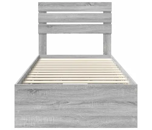 Gultas Rāmis Pelēks Sonoma 90 X 200 Cm Inženieru Koks Vidaxl