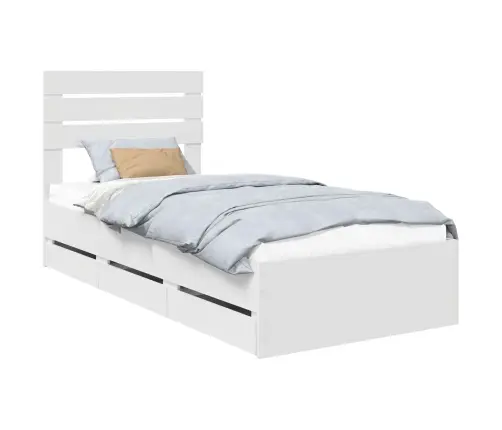 Gultas Rāmis Ar Atvilktni Balts 75 X 190 Cm Inženieru Koks Vidaxl