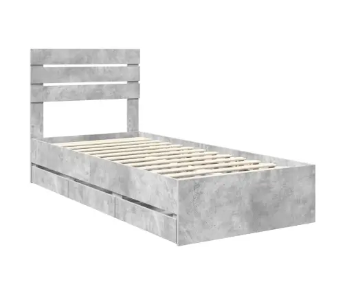 Gultas Rāmis Betona Pelēks 75 X 190 Cm Inženieru Koks Vidaxl