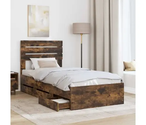 Voodi Raam Sahtliga Suitsetatud Tamm 75 X 190 Cm Inseneripuit