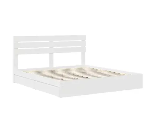 Gultas Rāmis Ar Atvilktni Balts 200 X 200 Cm Inženierijas Koks Vidaxl