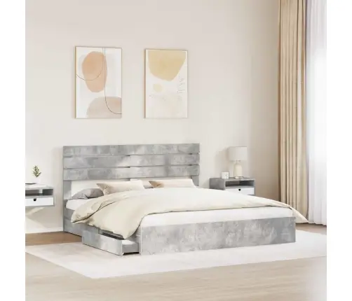 Saugos Lova Betono Pilka 200 X 200 Cm Apdirbta Mediena