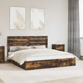 Saugos Lova Rūkyta Ąžuolas 200 X 200 Cm Apdirbta Mediena