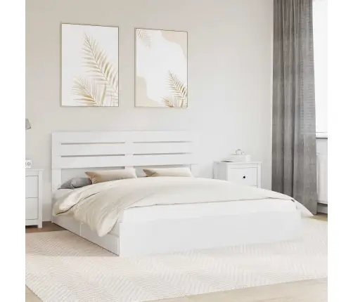 Saugos Lova Su Galvūgalio Balta 180 X 200 Cm Apdirbta Mediena