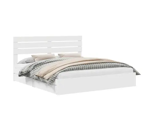 Saugos Lova Su Galvūgalio Balta 180 X 200 Cm Apdirbta Mediena