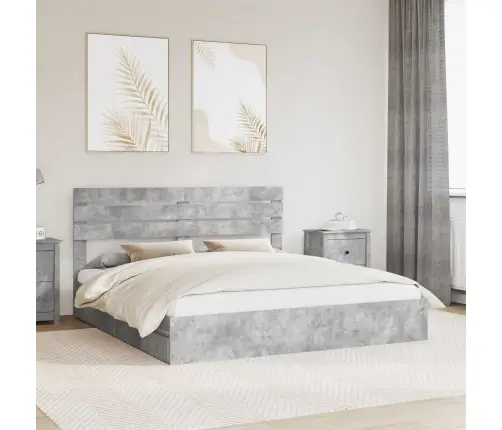 Laos Voodi Peaga Sahtliga Betoonhall 180 X 200 Cm Tehispuit