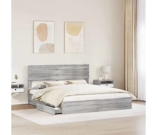 Saugos Lova Pilkas Sonoma 180 X 200 Cm Apdirbta Mediena