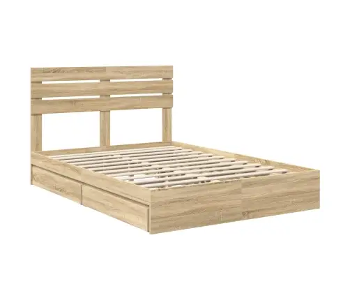 Laos Voodi Peaga Sahtliga Sonoma Tamm 150 X 200 Cm Tehispuit