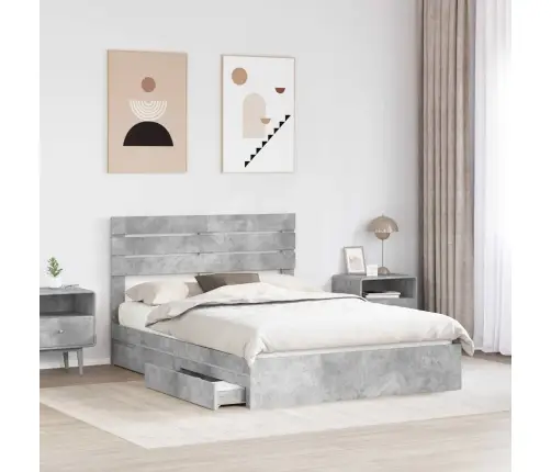 Saugos Lova Betono Pilka 150 X 200 Cm Apdirbta Mediena