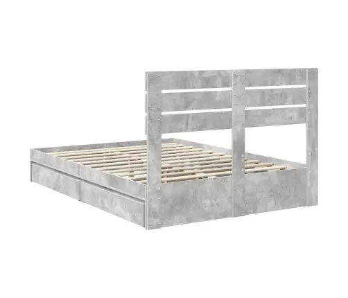 Saugos Lova Betono Pilka 150 X 200 Cm Apdirbta Mediena