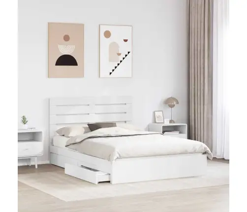 Glabāšanas Gulta Balts 140 X 200 Cm Inženierijas Koks Vidaxl