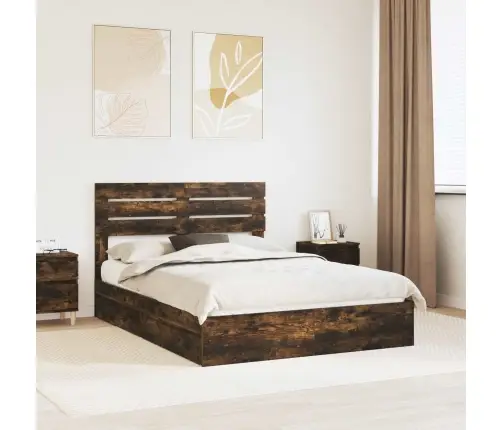 Gultas Rāmis Dūmaka Ozols 140 X 200 Cm Inženierijas Koks Vidaxl