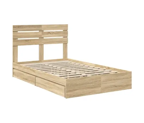 Glabāšanas Gulta Sonoma Ozols 135 X 190 Cm Inženierijas Koks Vidaxl