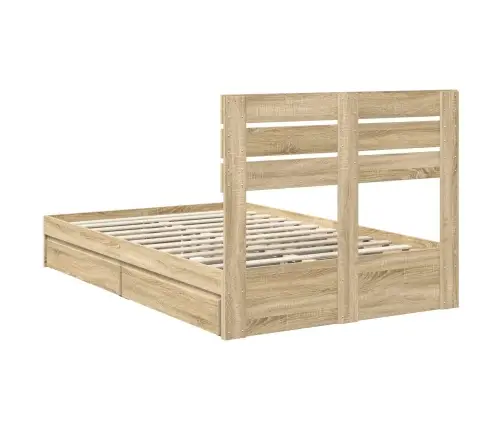 Glabāšanas Gulta Sonoma Ozols 135 X 190 Cm Inženierijas Koks Vidaxl