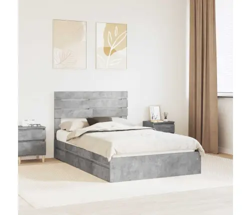 Saugos Lova Betono Pilka 135 X 190 Cm Apdirbta Mediena