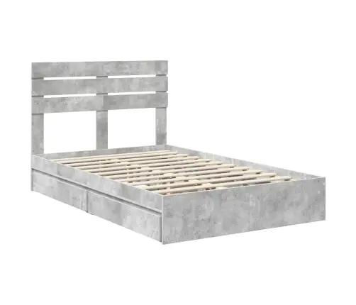 Saugos Lova Betono Pilka 135 X 190 Cm Apdirbta Mediena