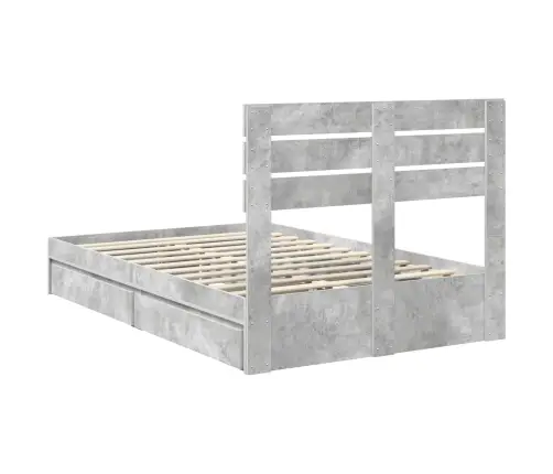 Saugos Lova Betono Pilka 135 X 190 Cm Apdirbta Mediena