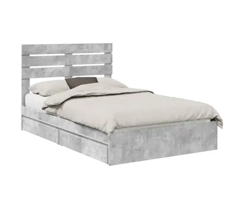 Saugos Lova Betono Pilka 135 X 190 Cm Apdirbta Mediena